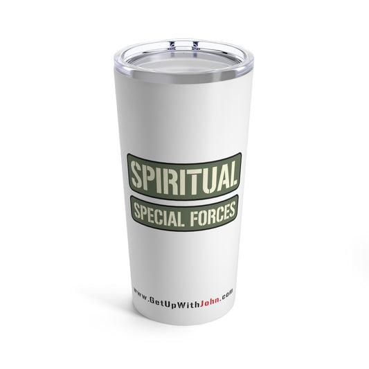 Tumbler  - "Spiritual Special Forces - Name Tape" - White  20oz