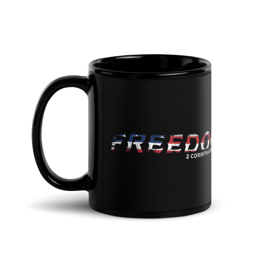 Coffee Mug - "Freedom 2 Corinthians 3:17" - Black Glossy Finish