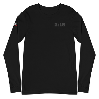 Long Sleeve Tee - "Scripture Theme - 3:16 " - Many Sizes & Colors