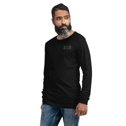 Long Sleeve Tee - "Scripture Theme - 3:16 " - Many Sizes & Colors