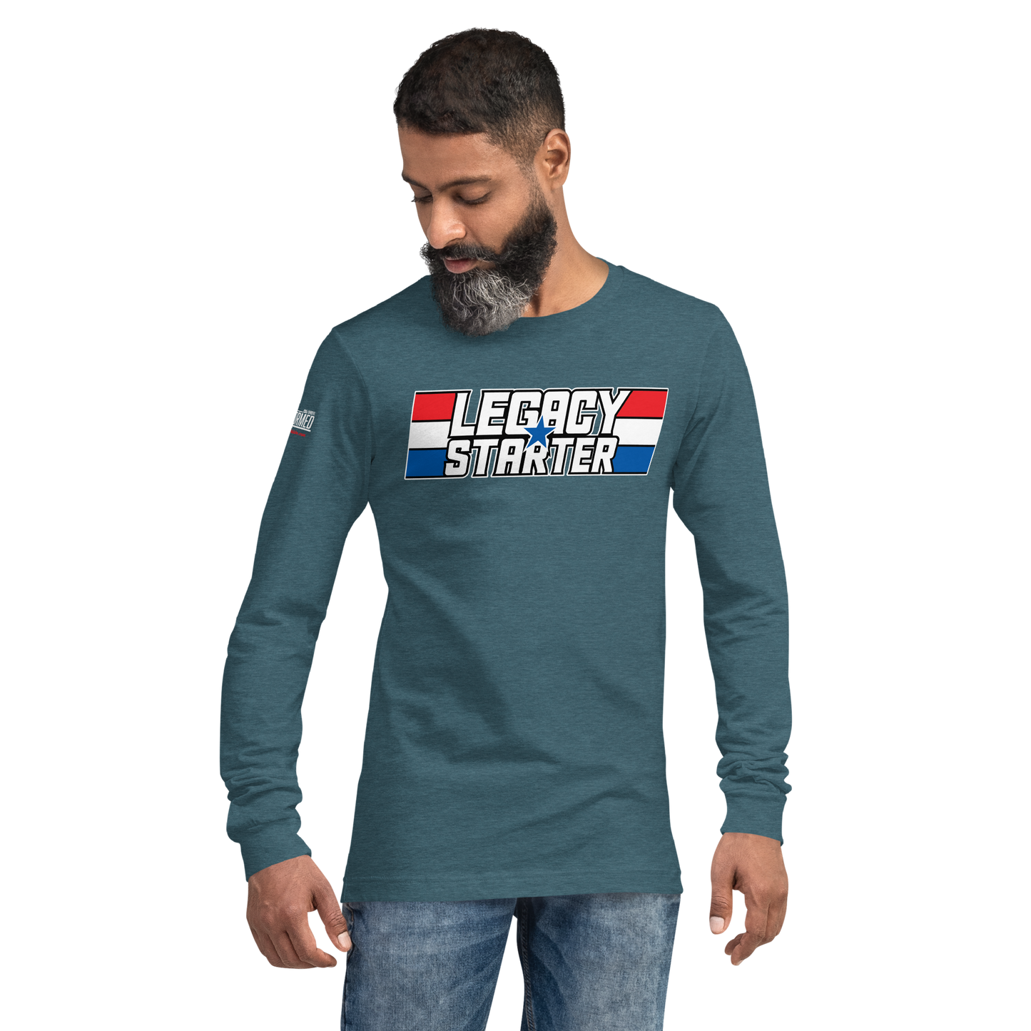 Long Sleeve Tee-  "Legacy Starter - w/Blue Star" - Many Sizes & Colors