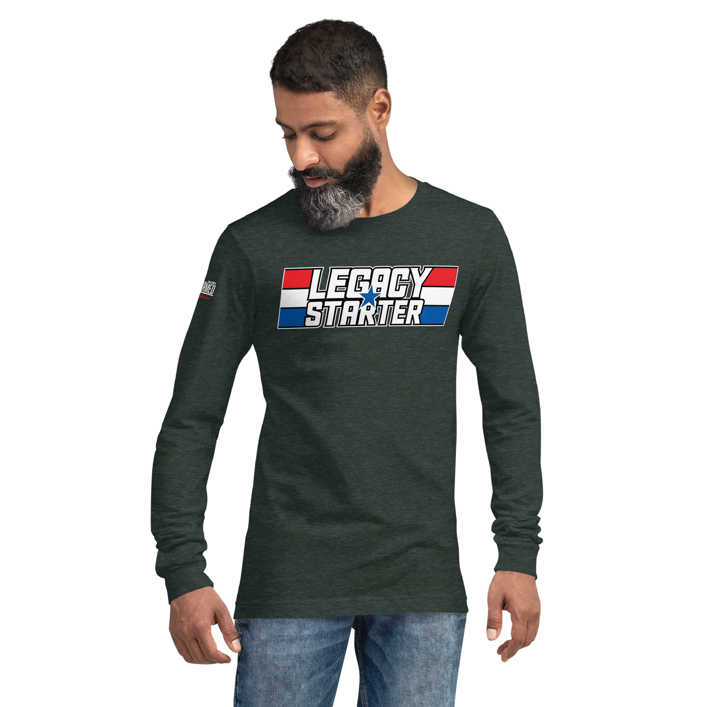 Long Sleeve Tee-  "Legacy Starter - w/Blue Star" - Many Sizes & Colors