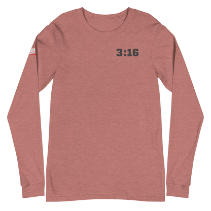 Long Sleeve Tee - "Scripture Theme - 3:16 " - Many Sizes & Colors