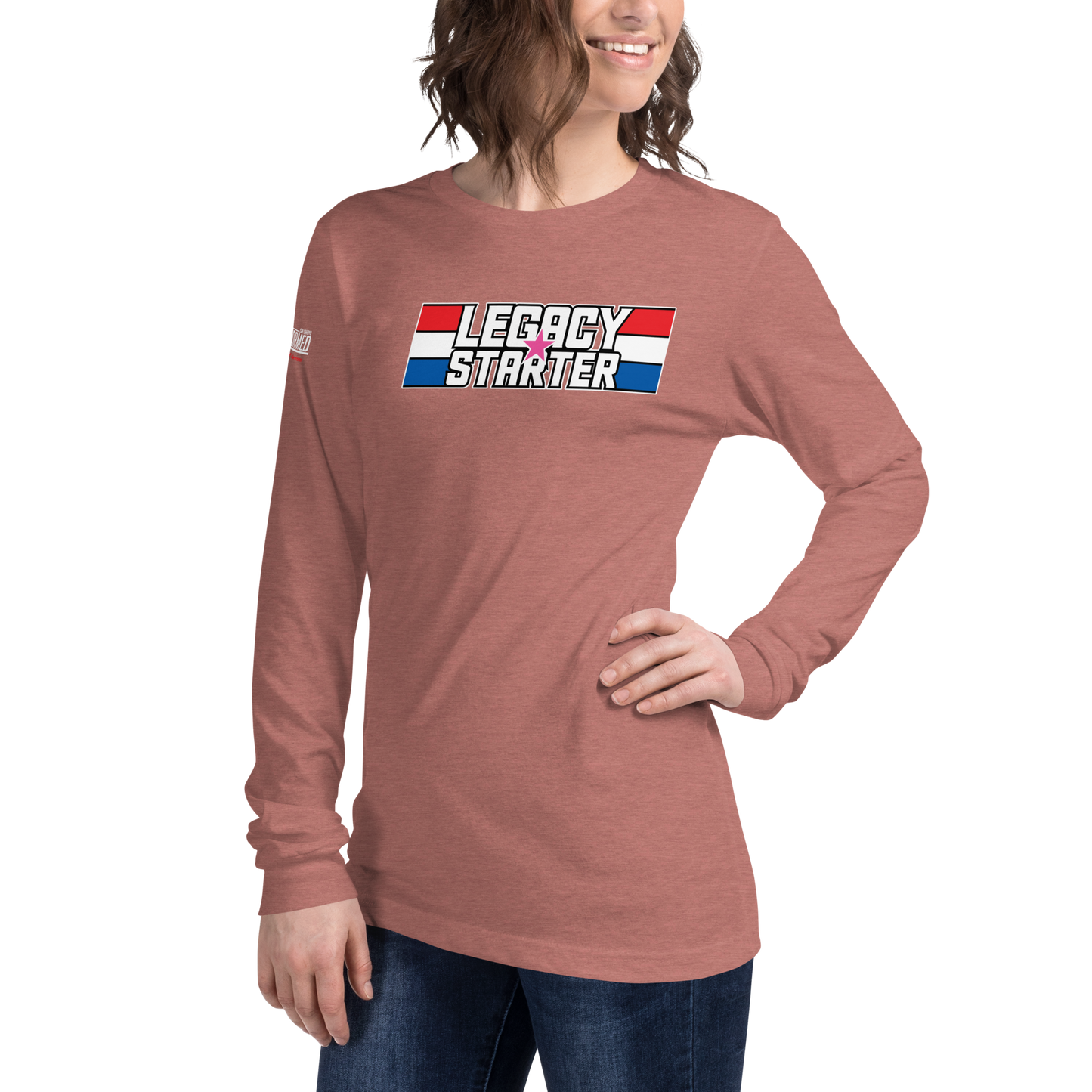 Long Sleeve Tee - "Legacy Starter w/Pink Star" - Many Sizes & Colors