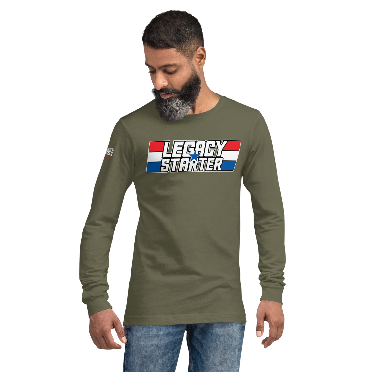 Long Sleeve Tee-  "Legacy Starter - w/Blue Star" - Many Sizes & Colors