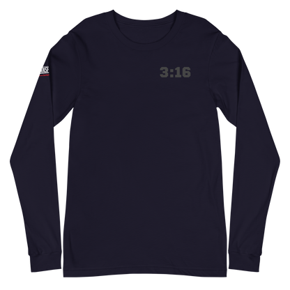 Long Sleeve Tee - "Scripture Theme - 3:16 " - Many Sizes & Colors