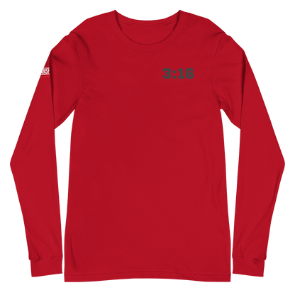 Long Sleeve Tee - "Scripture Theme - 3:16 " - Many Sizes & Colors
