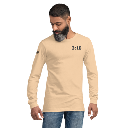 Long Sleeve Tee - "Scripture Theme - 3:16 " - Many Sizes & Colors