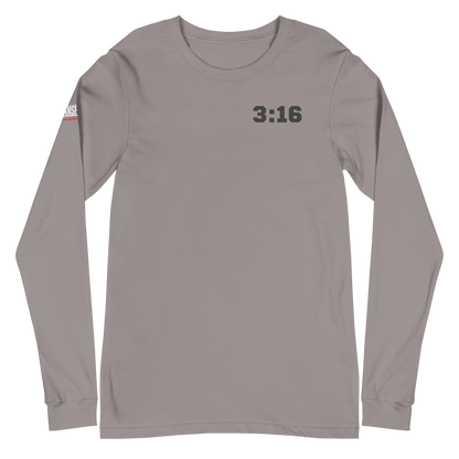 Long Sleeve Tee - "Scripture Theme - 3:16 " - Many Sizes & Colors