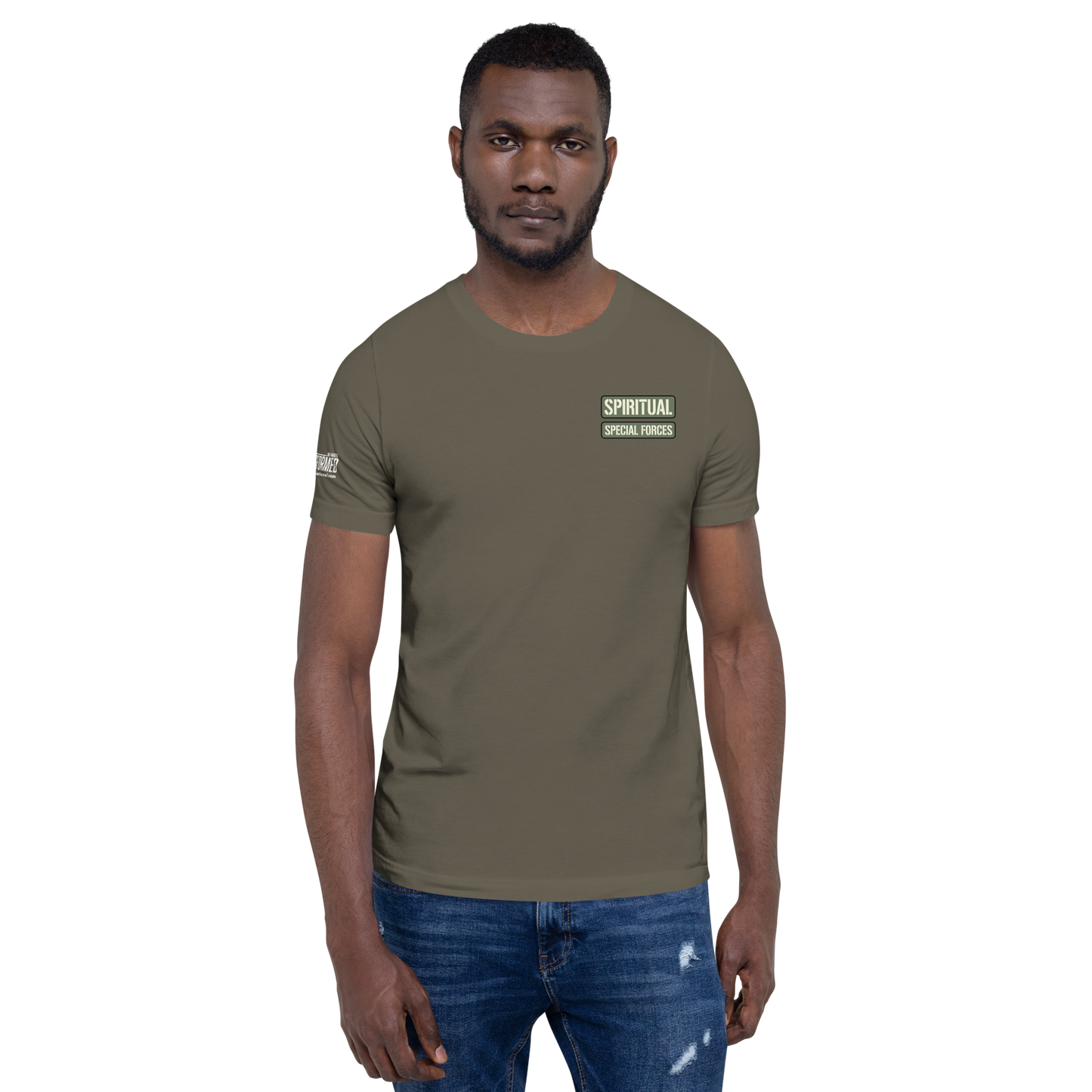 T-Shirt - "Spiritual Special Forces - Name Tape - ARROYO Edition " - Army Green / Gold Print