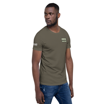 T-Shirt - "Spiritual Special Forces - Name Tape - ARROYO Edition " - Army Green / Gold Print